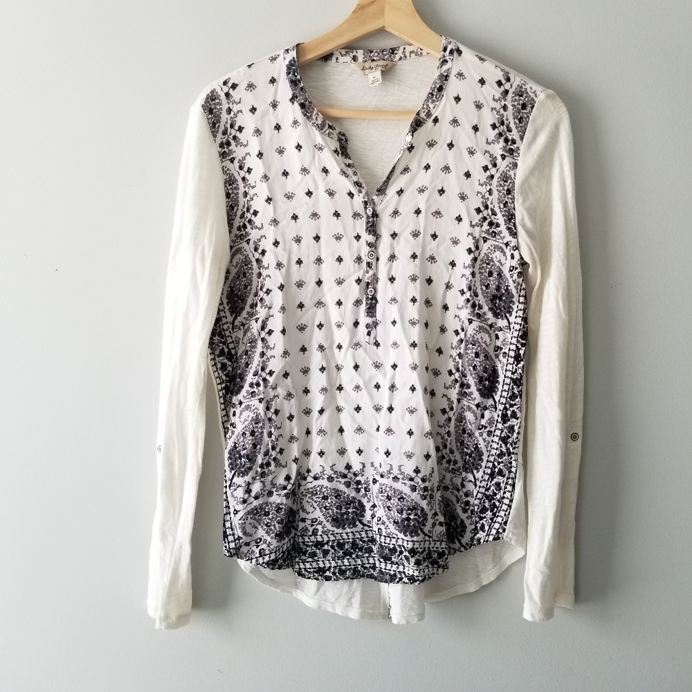 Lucky Brand Printed Boho Long Sleeve Top Small